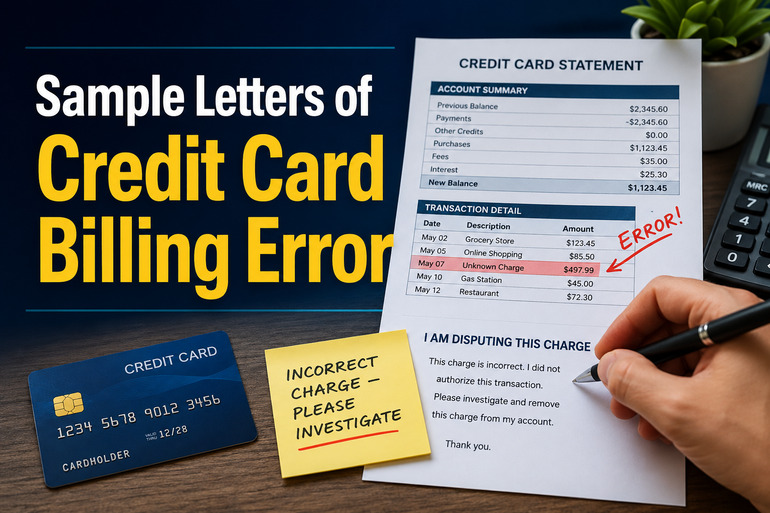 Sample Letters of Credit Card Billing Error