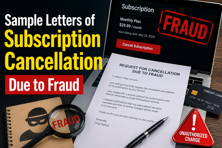 Sample Letters of Subscription Cancellation Due to Fraud